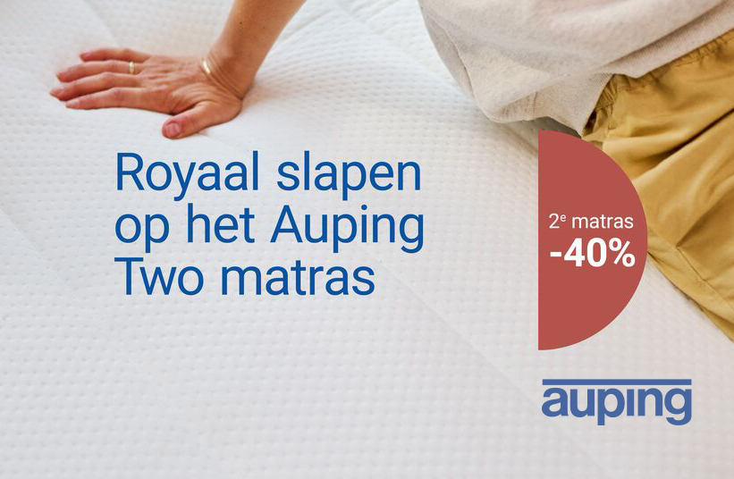 Auping Two One matras actie tweede matras 40 procent korting Fidder Slapen